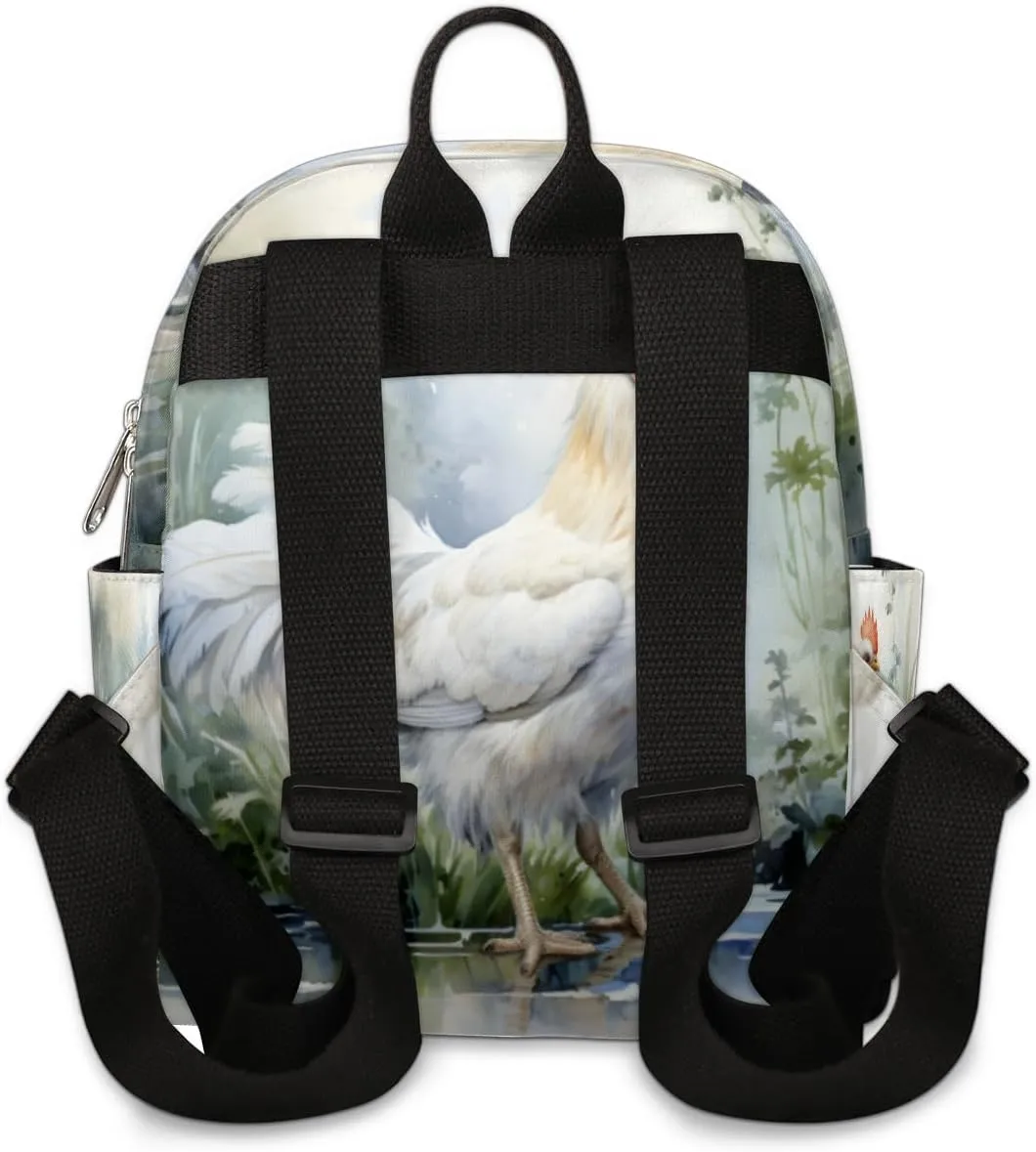 Farm Rooster Hens Chickens Mini Backpack Purse for Women Lightweight Shoulder Bag Women Shopping Backpack Small Backpacks Purse