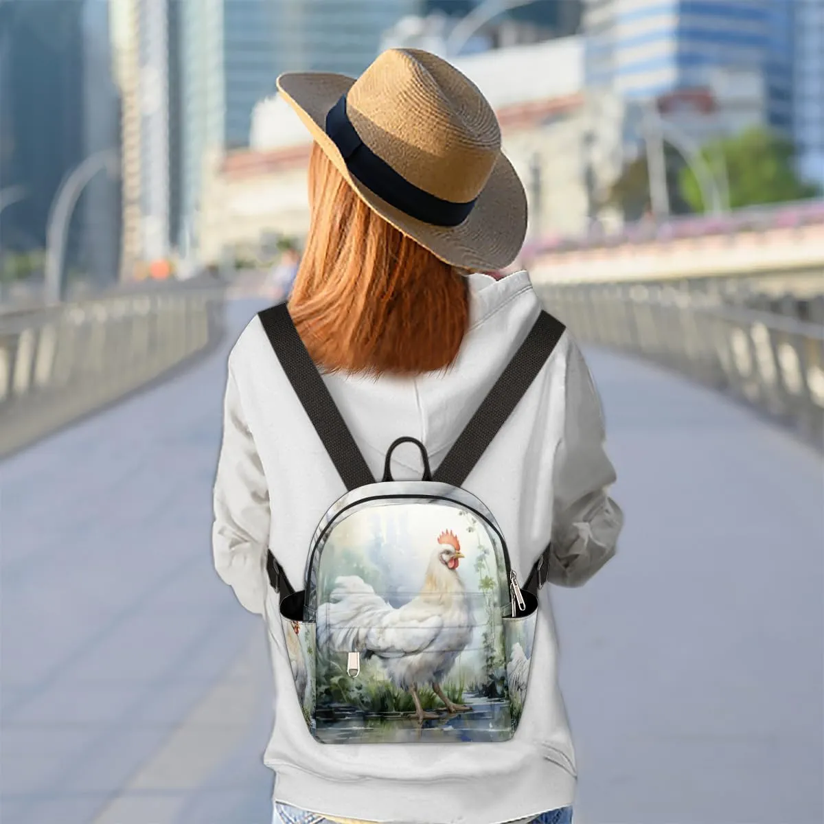 Farm Rooster Hens Chickens Mini Backpack Purse for Women Lightweight Shoulder Bag Women Shopping Backpack Small Backpacks Purse