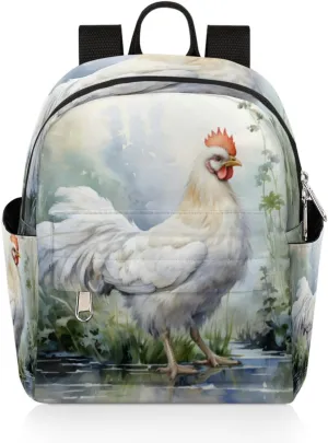 Farm Rooster Hens Chickens Mini Backpack Purse for Women Lightweight Shoulder Bag Women Shopping Backpack Small Backpacks Purse