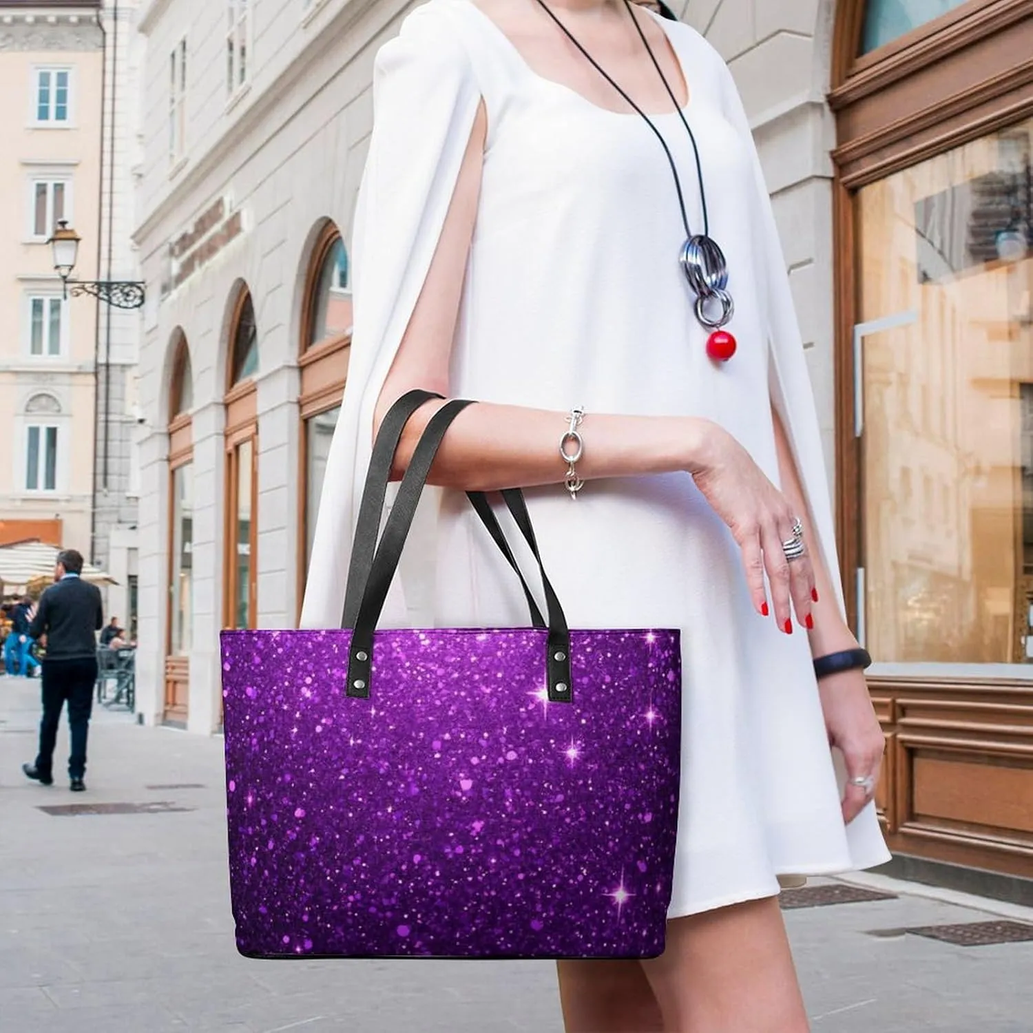 Fashion Leather Tote Bag Travel Work Daily Essentials Handbag Unisex Handbag