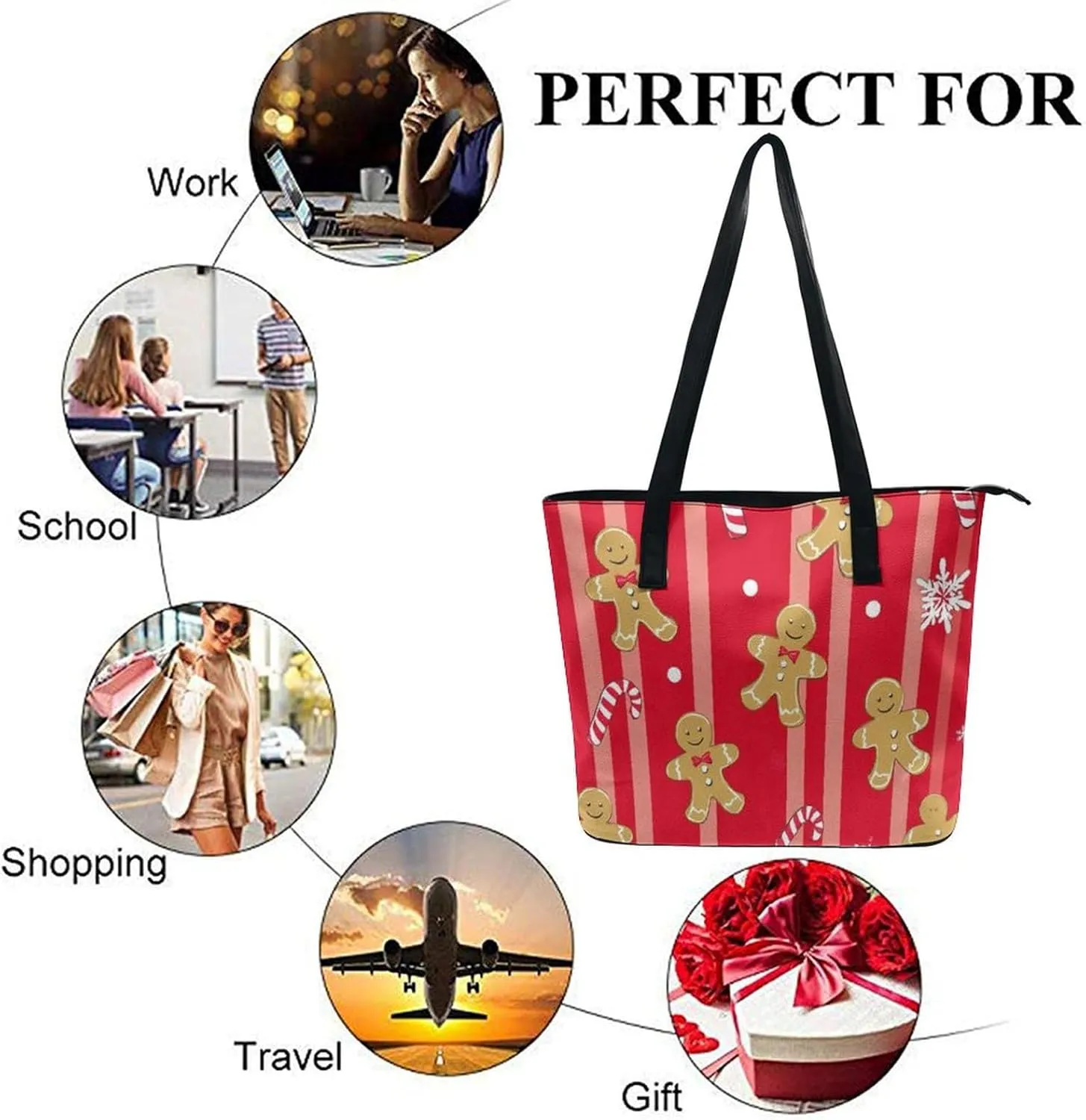 Fashion Leather Tote Bag Travel Work Daily Essentials Handbag Unisex Handbag