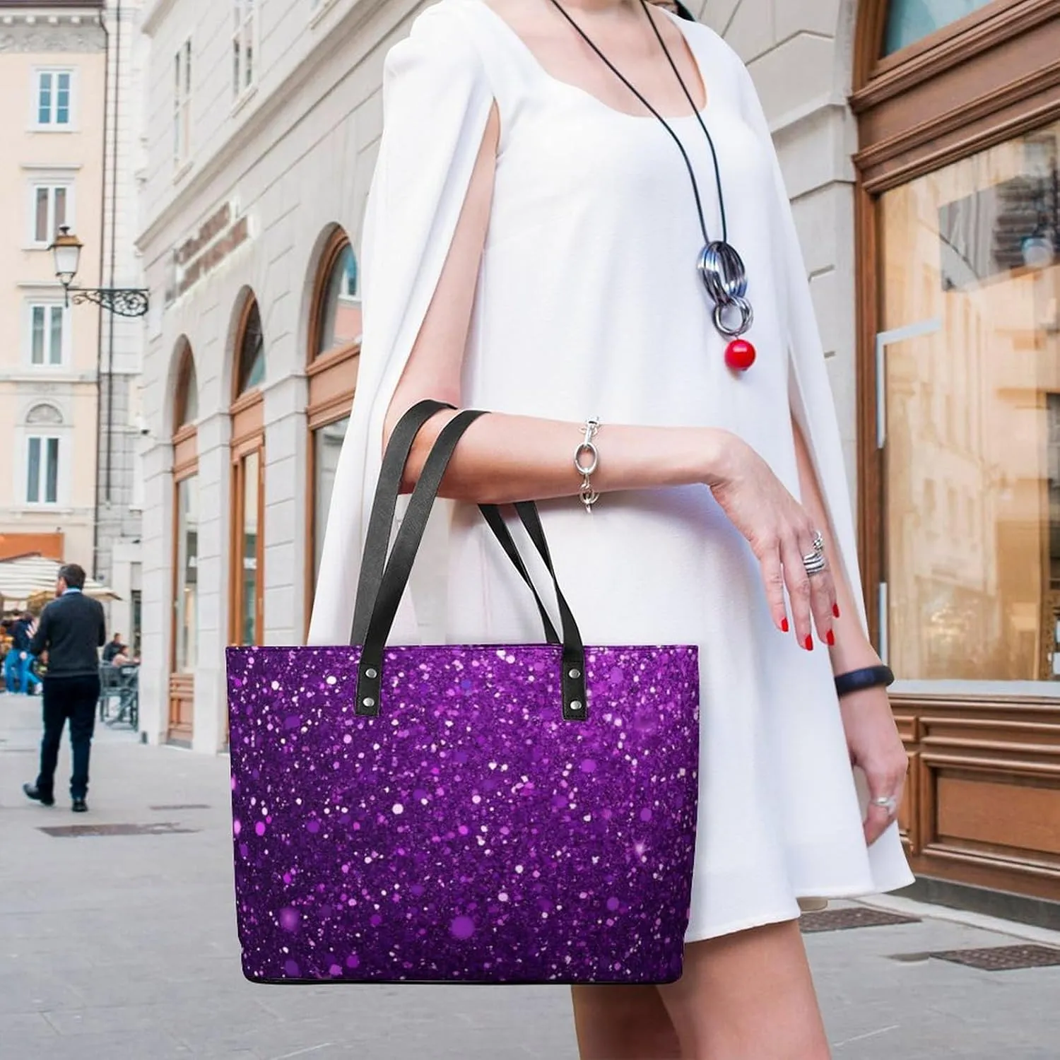 Fashion Leather Tote Bag Travel Work Daily Essentials Handbag Unisex Handbag