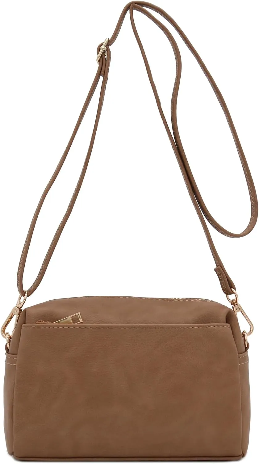 FashionPuzzle Triple Zip Small Crossbody Bag