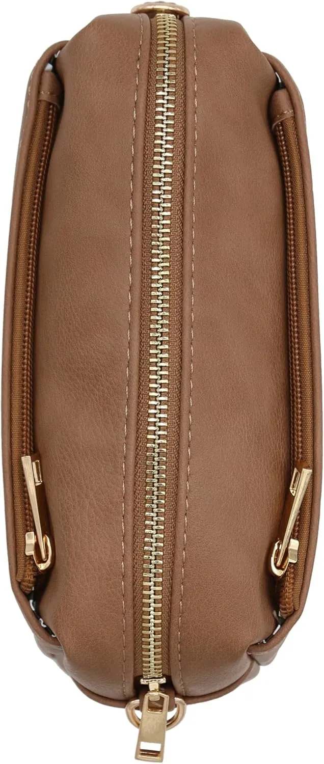 FashionPuzzle Triple Zip Small Crossbody Bag