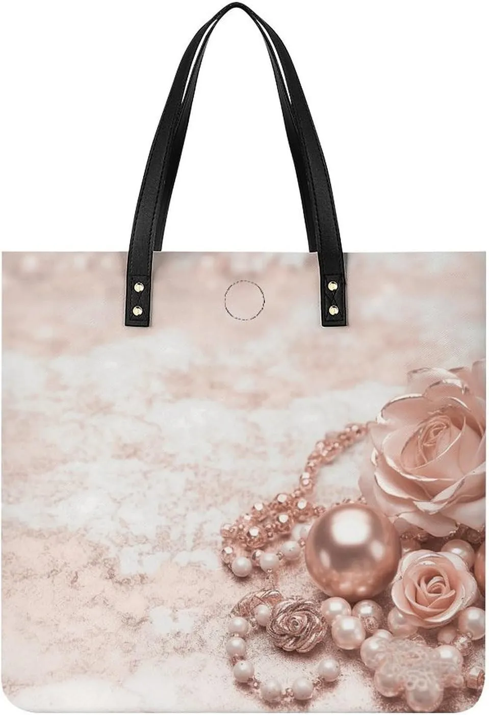 Faux Leather Hangbag for Women,Blush Rose Gold Print Tote Bags,Leather Big Purses And Handbags for Work Dating Travel Shopping