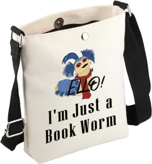 FEELMEM Movie Merchandise Gift Crossbody Bag I'm Just a Book Worm Quote Crossbody Purse Book Covers Movie Fans Gifts