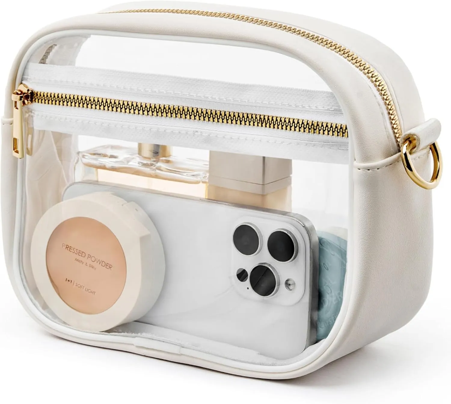 Fibrdoo Clear Bag Stadium Approved, Leather Clear Crossbody Purse Bag for Concerts Sports Events Festivals