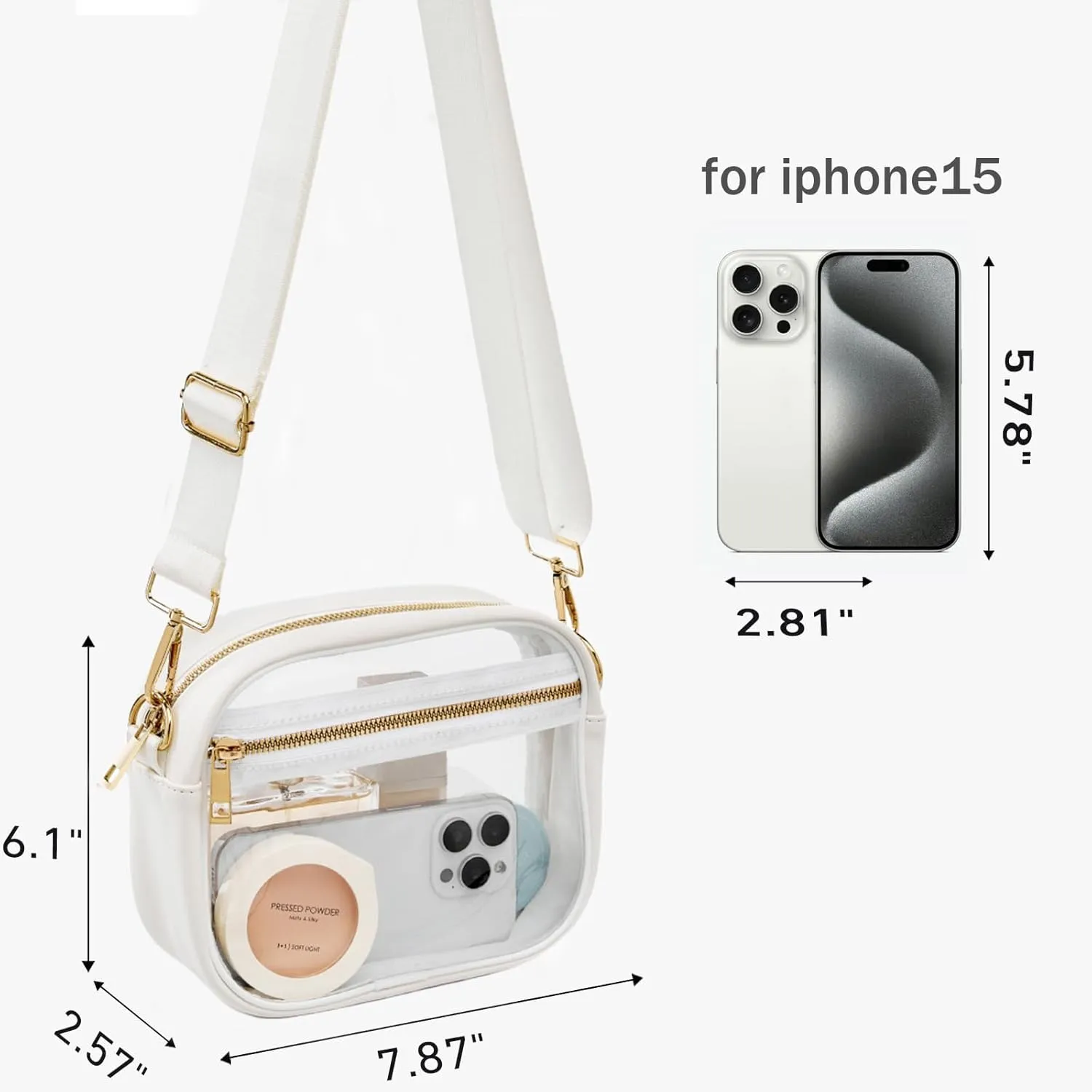 Fibrdoo Clear Bag Stadium Approved, Leather Clear Crossbody Purse Bag for Concerts Sports Events Festivals