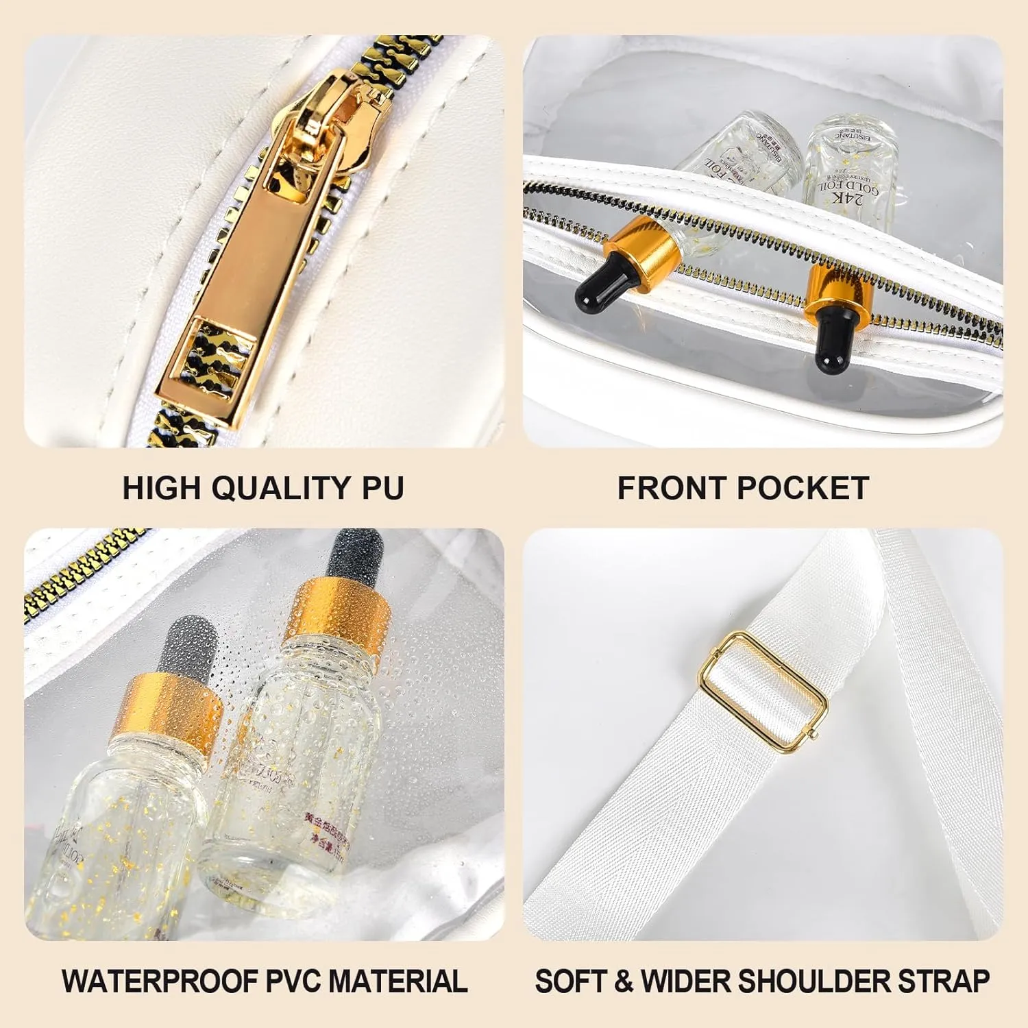 Fibrdoo Clear Bag Stadium Approved, Leather Clear Crossbody Purse Bag for Concerts Sports Events Festivals