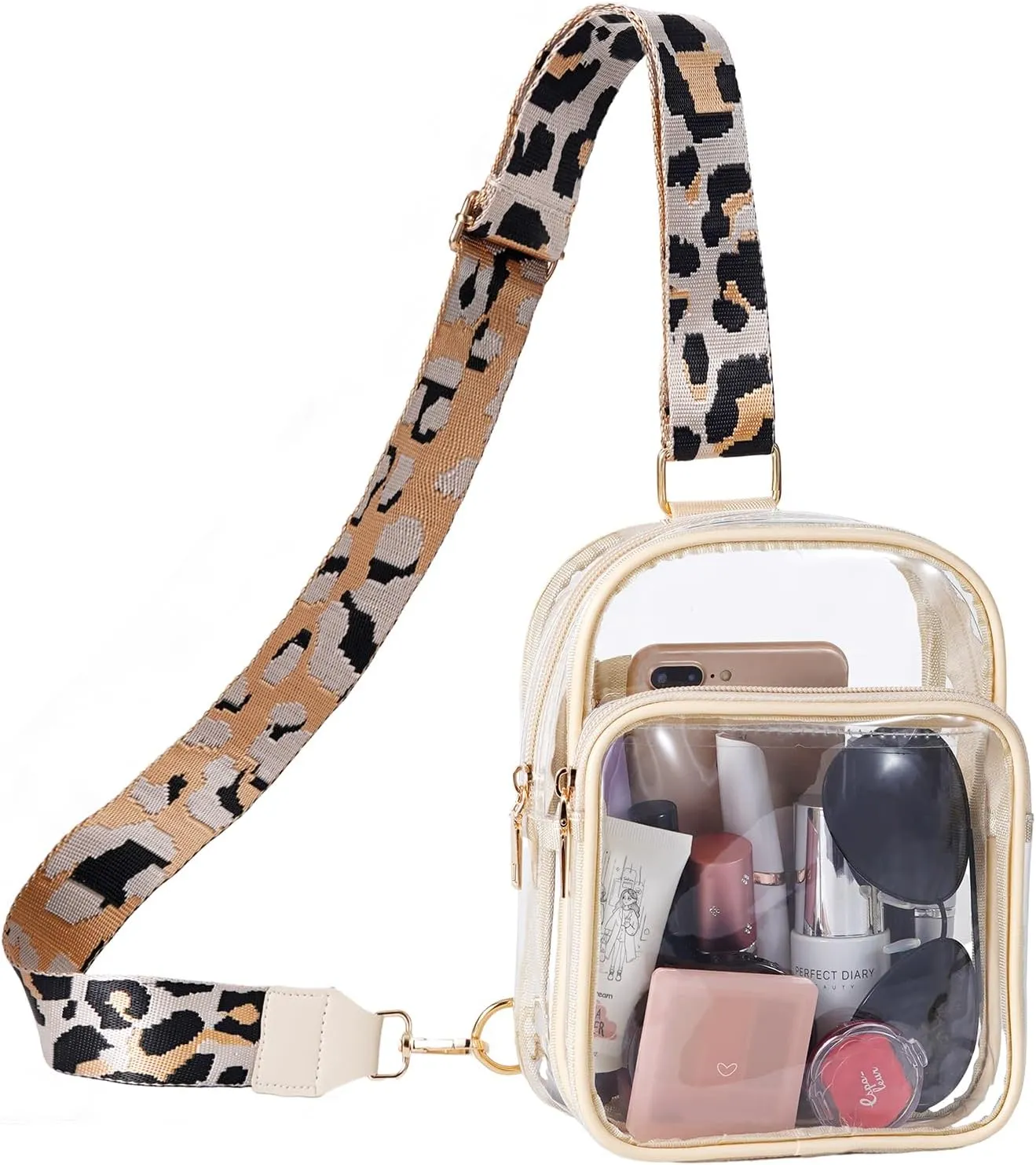 FINGUOLA Clear Bag Stadium Approved,Clear Sling Bag for Women Concerts Sports Travelling Hiking Running with Adjustable Strap