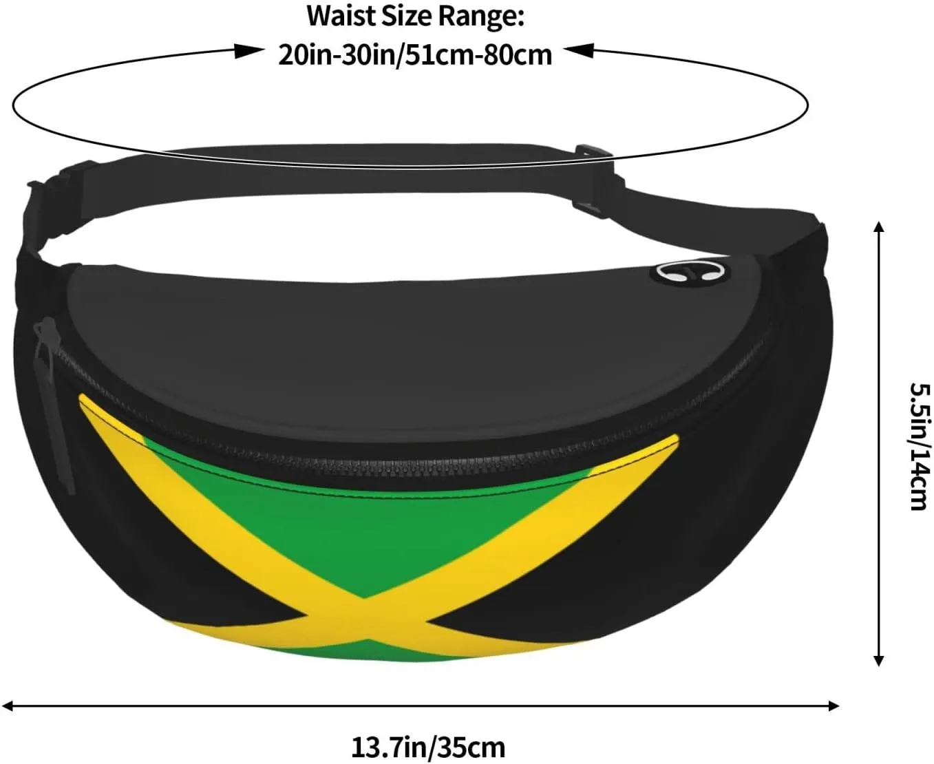 Flag of Jamaica Fanny Pack Crossbody Waist Bag Pack for Men Women. Belt Bag for Travel Walking Running Hiking Fishing.