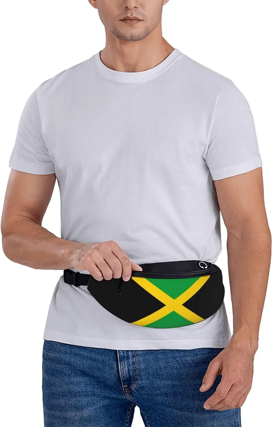 Flag of Jamaica Fanny Pack Crossbody Waist Bag Pack for Men Women. Belt Bag for Travel Walking Running Hiking Fishing.