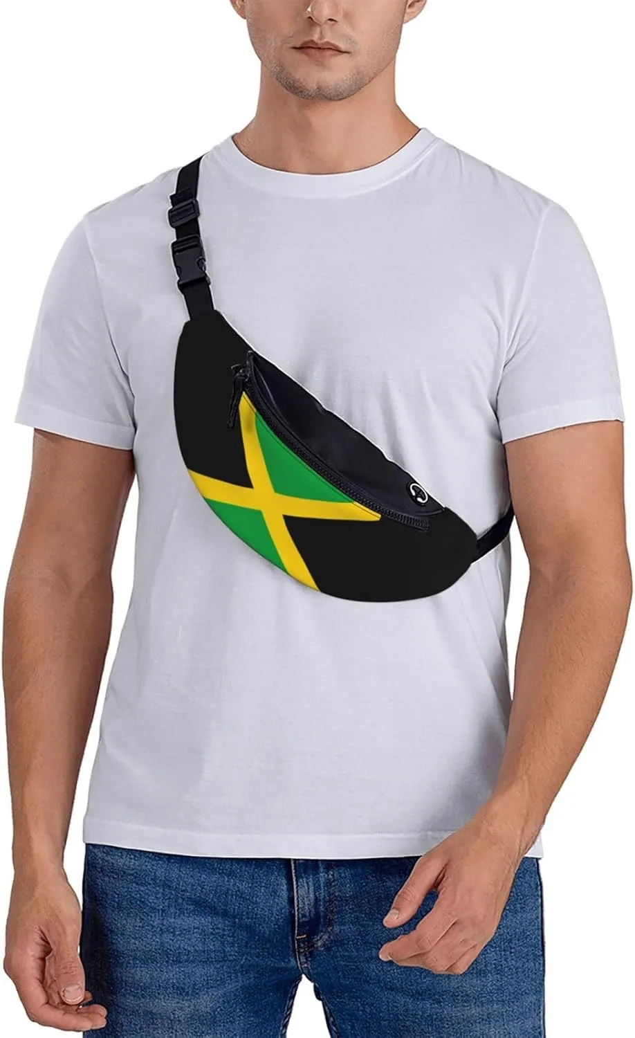 Flag of Jamaica Fanny Pack Crossbody Waist Bag Pack for Men Women. Belt Bag for Travel Walking Running Hiking Fishing.