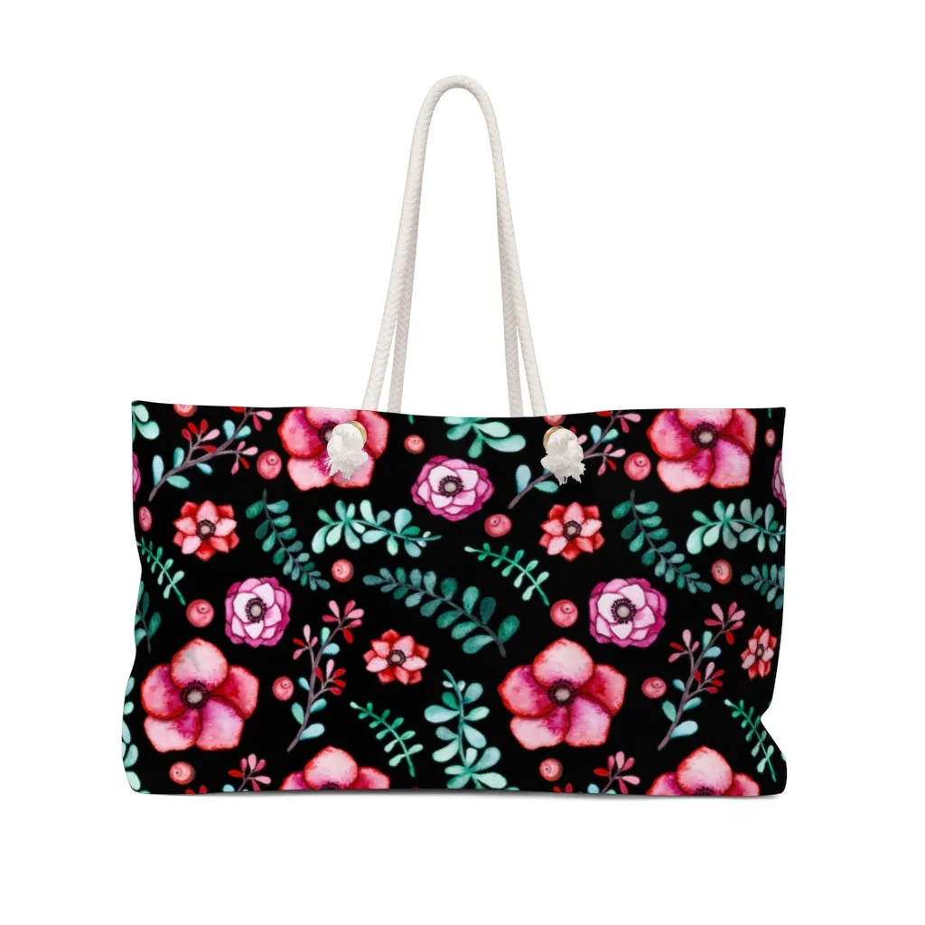 Floral In Black Weekender Bag