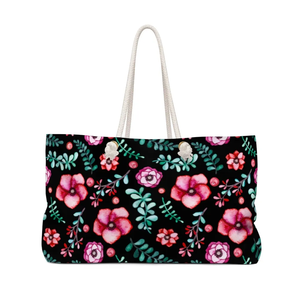 Floral In Black Weekender Bag