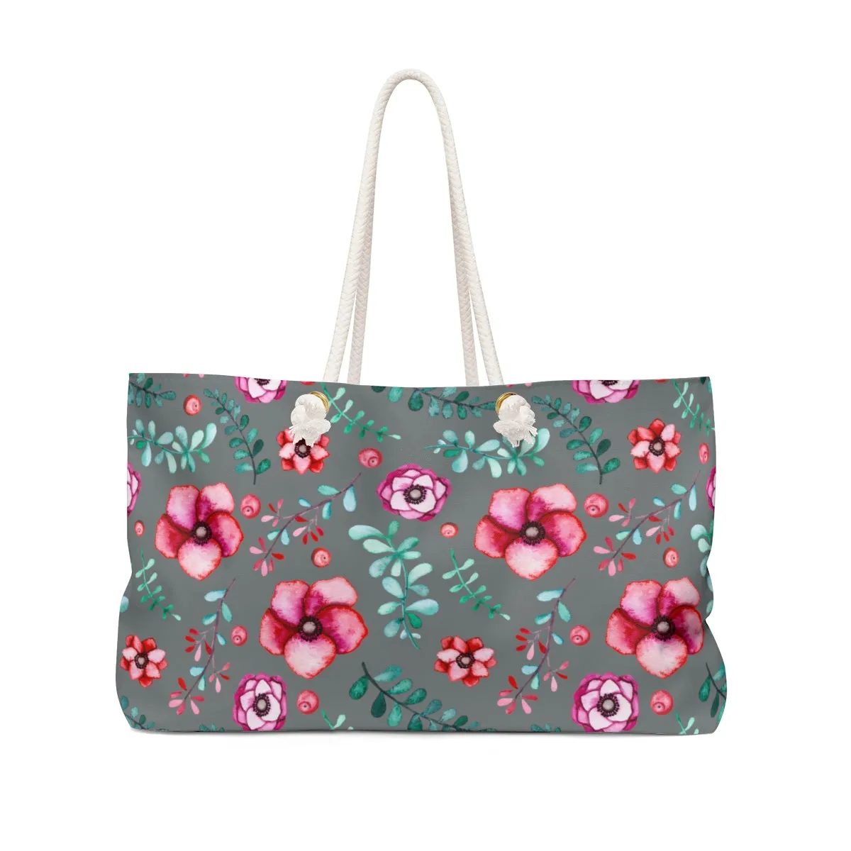 Floral In Gray Weekender Bag
