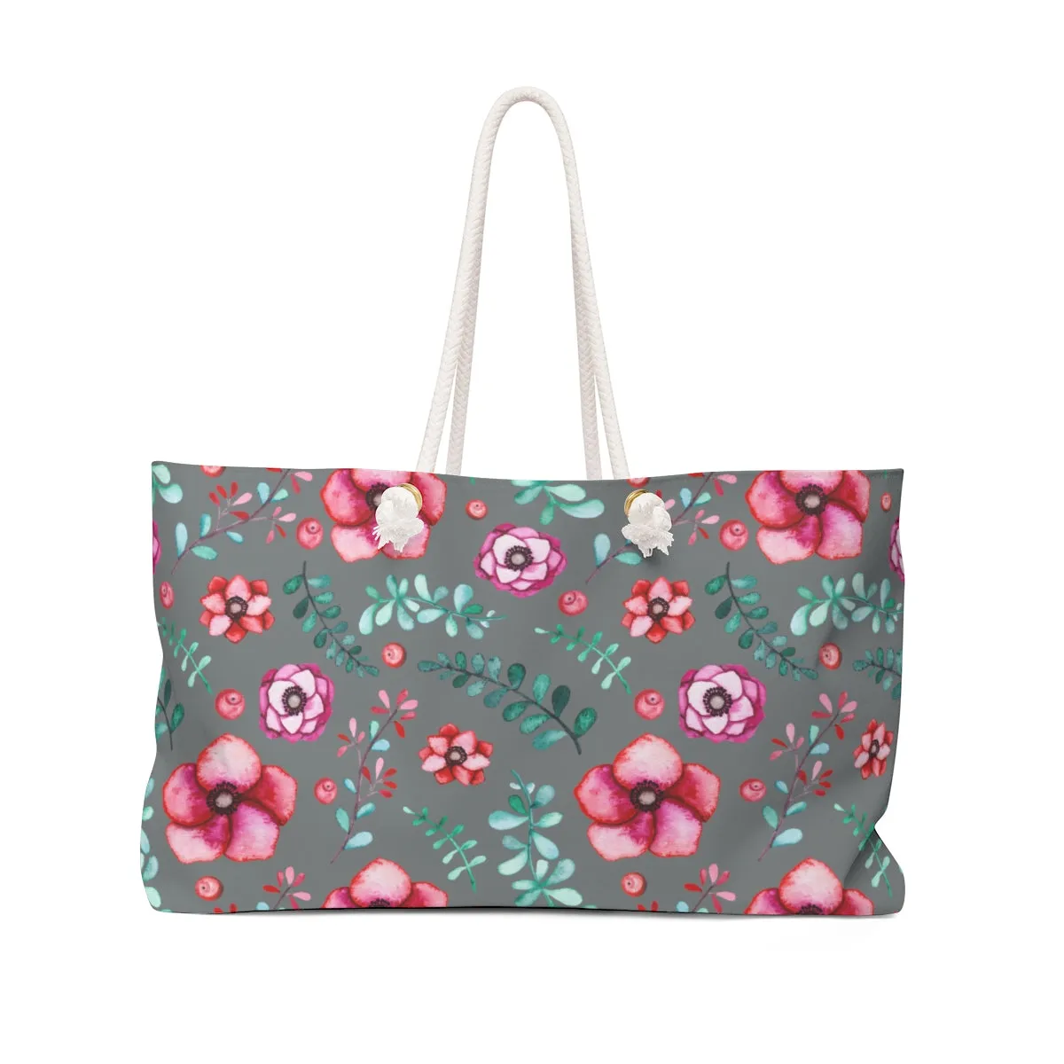 Floral In Gray Weekender Bag