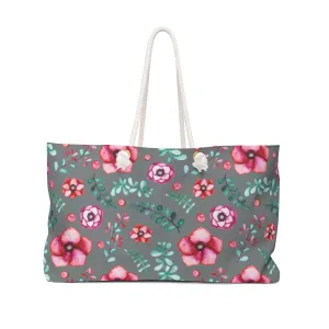 Floral In Gray Weekender Bag