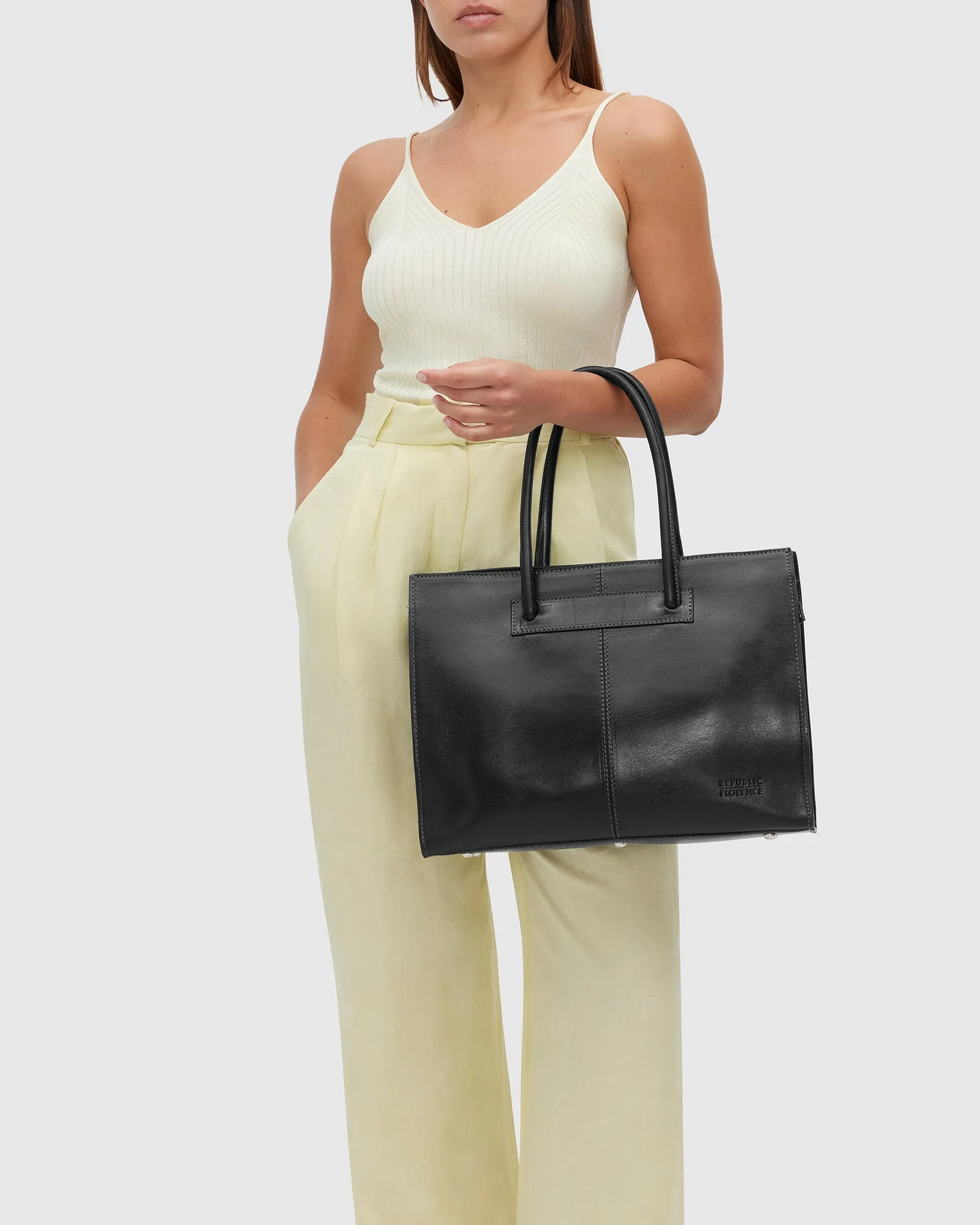 Florence Black - Leather Tote Work Bag