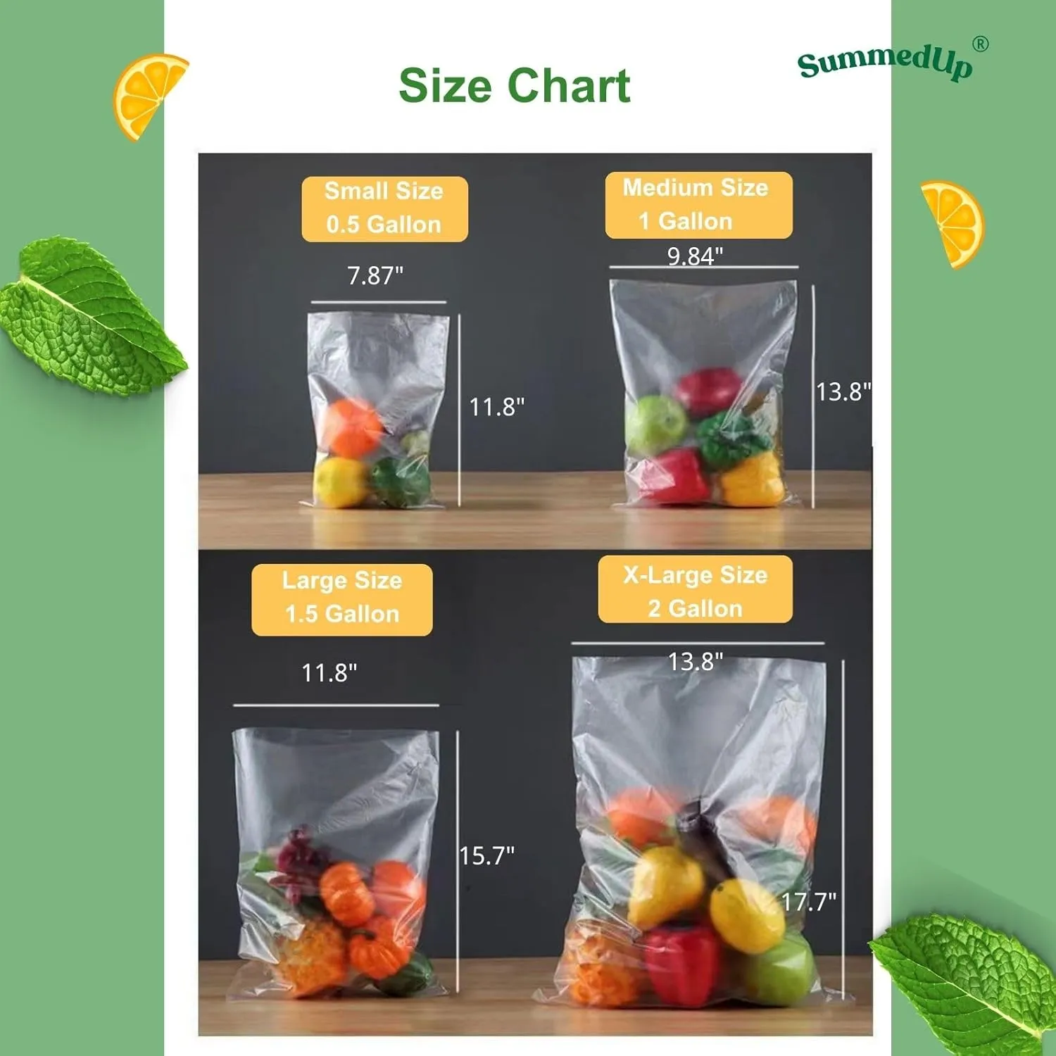 Food Storage Bags 10" x 14" 1 Gallon Clear Plastic Bag Roll Food-grade Plastic Produce Bag roll for lunches, Freezer & Oven-Safe PE bags for Kitchen Use, Fruits, Meat, Sandwich Bags 420/Roll