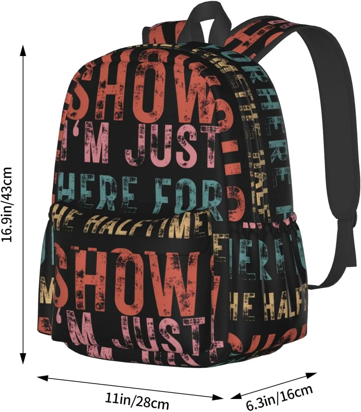 Football I'm Just Here For The Halftime Show Backpack Casual Laptop Backpack Large Capacity Double Shoulder Bag Travel Daypack For Women Men