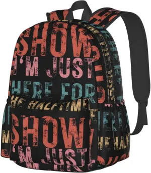 Football I'm Just Here For The Halftime Show Backpack Casual Laptop Backpack Large Capacity Double Shoulder Bag Travel Daypack For Women Men