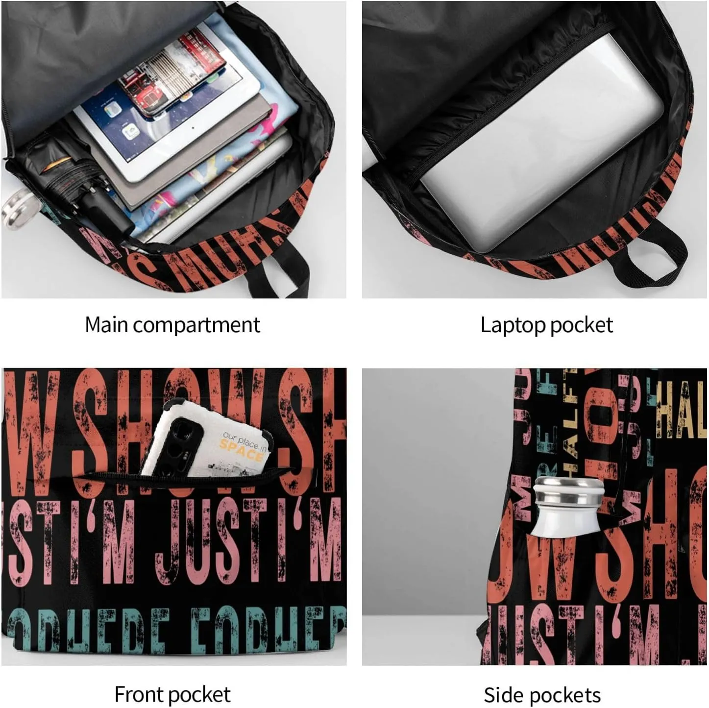 Football I'm Just Here For The Halftime Show Backpack Casual Laptop Backpack Large Capacity Double Shoulder Bag Travel Daypack For Women Men