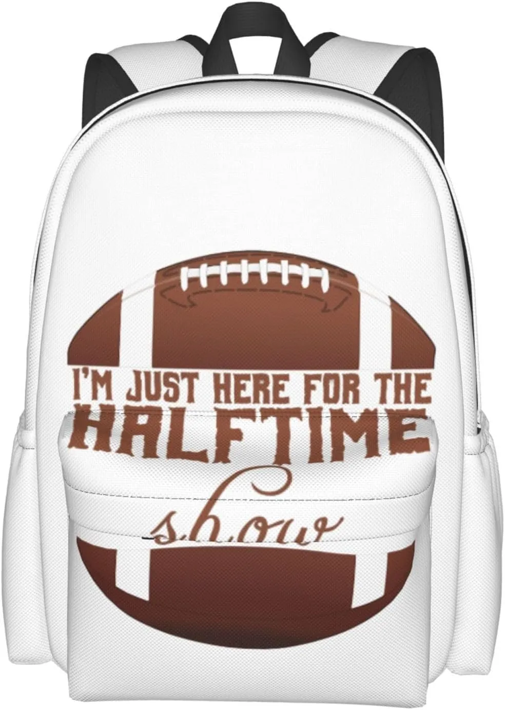 Football I'm Just Here For The Halftime Show Backpack Casual Laptop Backpack Large Capacity Double Shoulder Bag Travel Daypack For Women Men