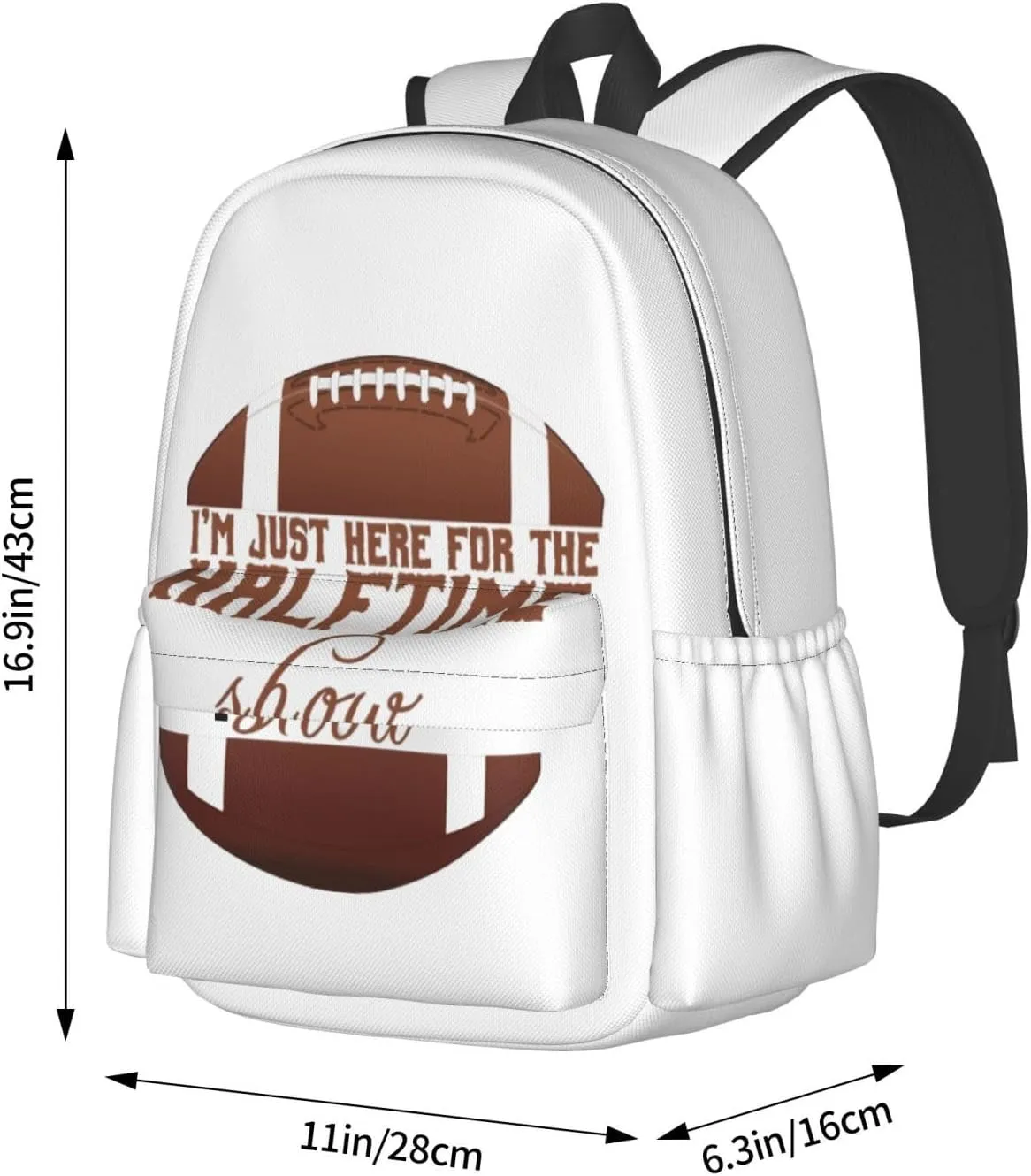 Football I'm Just Here For The Halftime Show Backpack Casual Laptop Backpack Large Capacity Double Shoulder Bag Travel Daypack For Women Men
