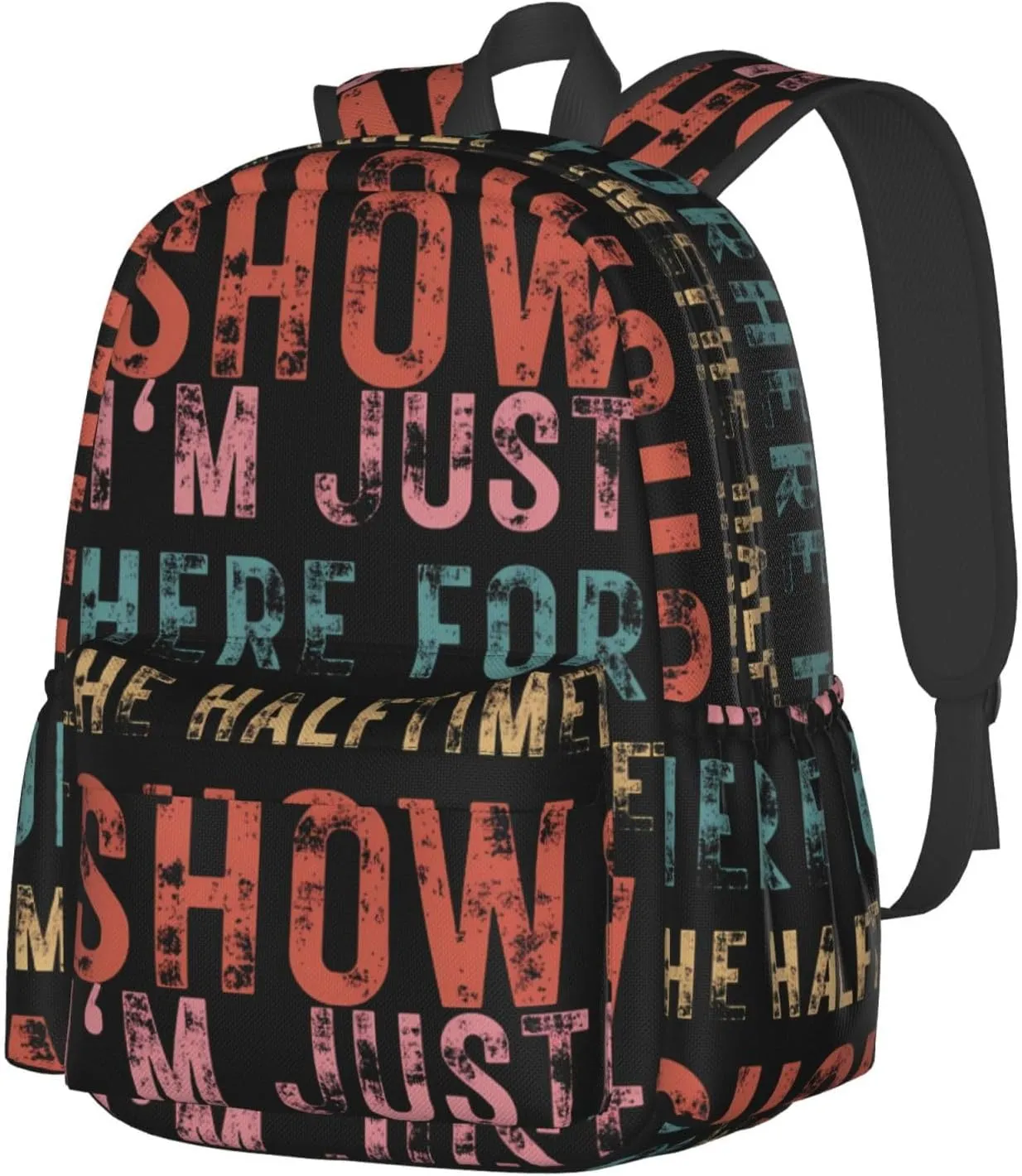 Football I'm Just Here For The Halftime Show Backpack Casual Laptop Backpack Large Capacity Double Shoulder Bag Travel Daypack For Women Men