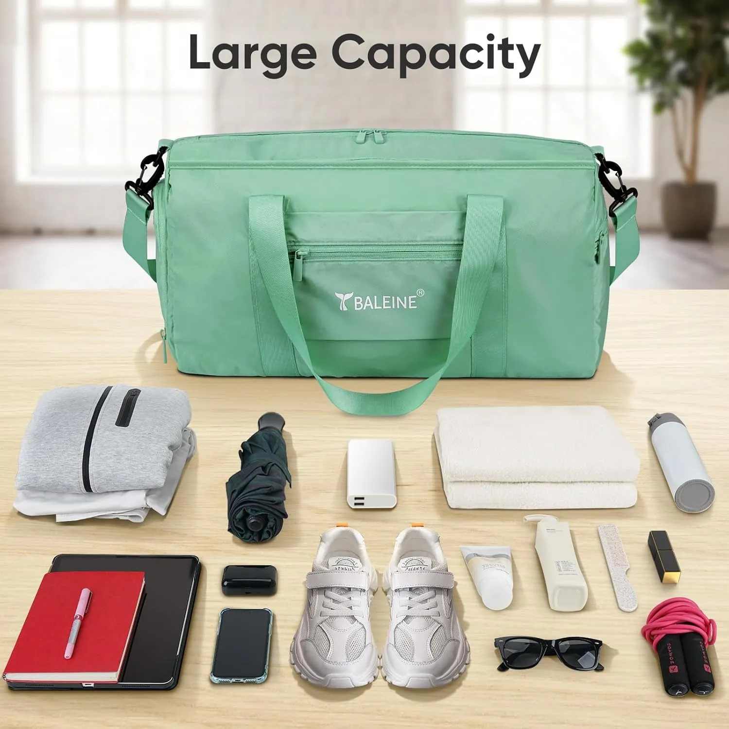 for Massive price drop Bag & Weekend with Clothes - Compartments Lightweight Gym Duffel Optimized (Green) Waterproof Wet Bag Getaways Sports Versatile Shoe