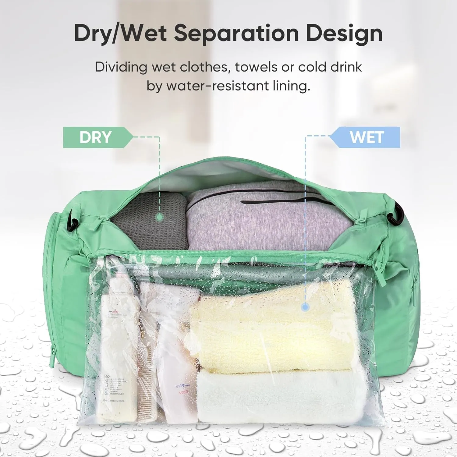 for Massive price drop Bag & Weekend with Clothes - Compartments Lightweight Gym Duffel Optimized (Green) Waterproof Wet Bag Getaways Sports Versatile Shoe