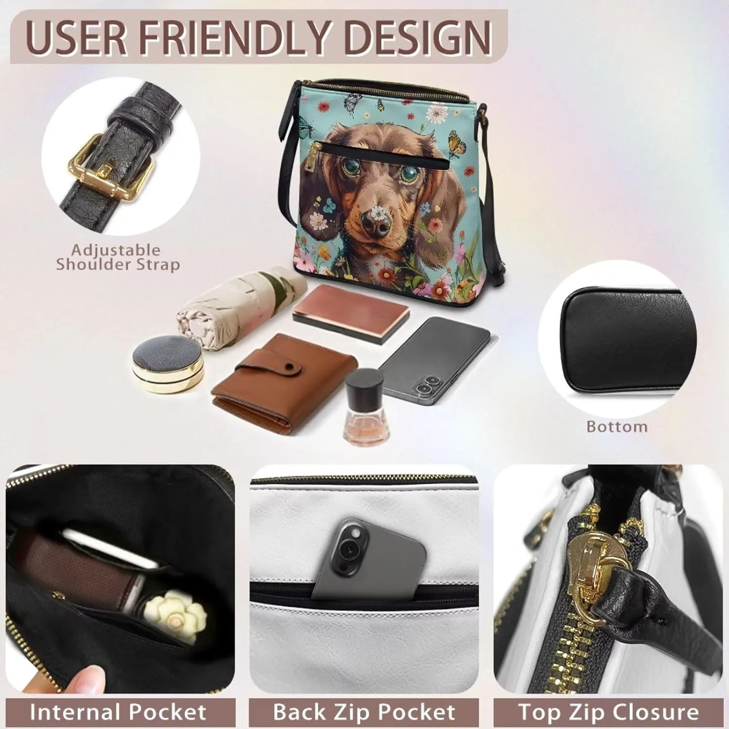 FOR U DESIGNS Crossbody Bags for Women Trendy Travel Leather Shoulder Satchel Bags with Zipper Pockets for Work