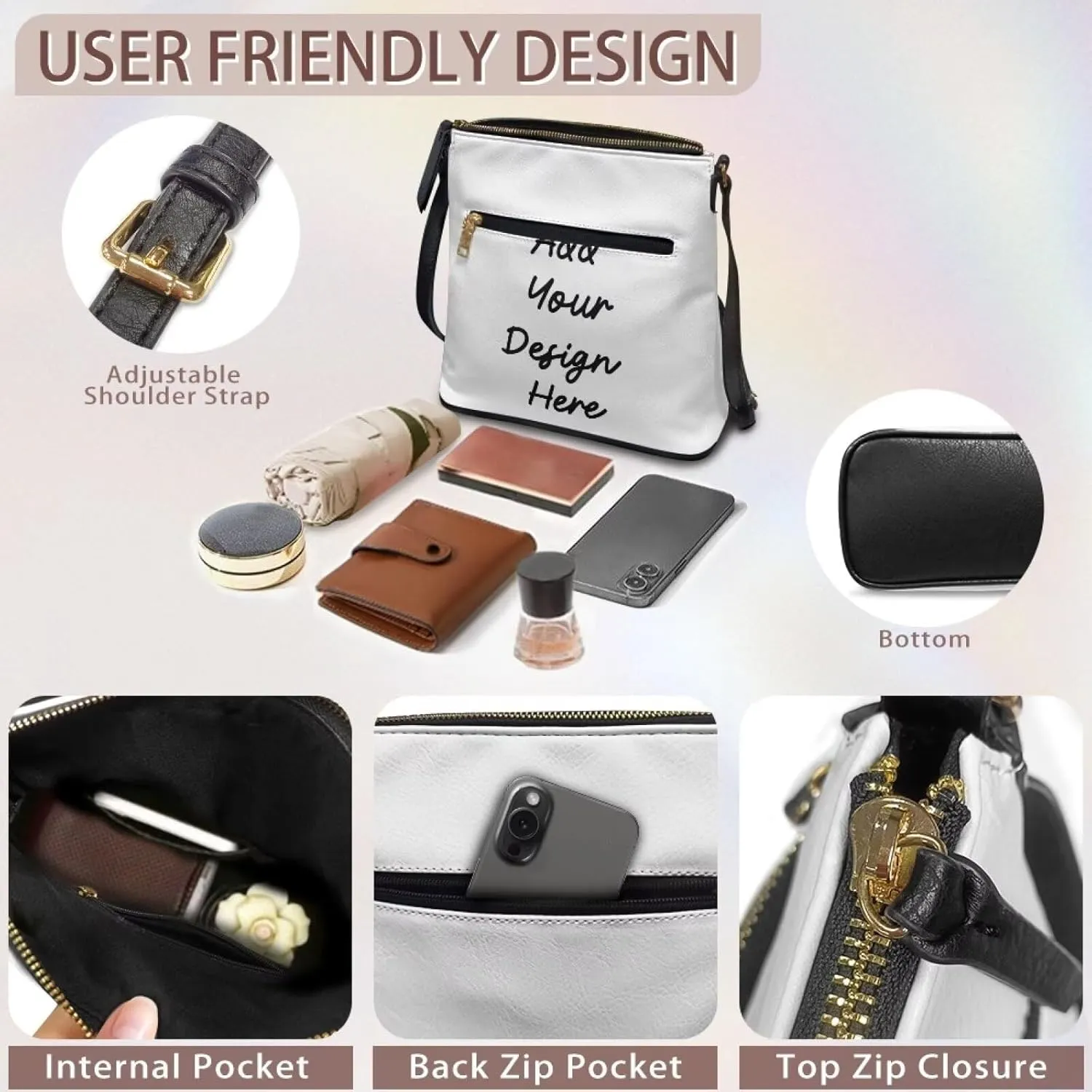 FOR U DESIGNS Crossbody Bags for Women Trendy Travel Leather Shoulder Satchel Bags with Zipper Pockets for Work