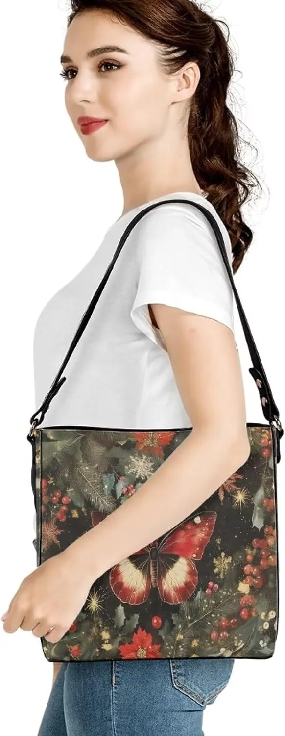 FOR U DESIGNS Shoulder Bag for Women Travel Crossbody Bag with Adjustable Strap PU Leather Bucket Bag Purses