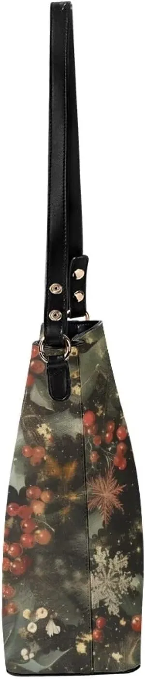 FOR U DESIGNS Shoulder Bag for Women Travel Crossbody Bag with Adjustable Strap PU Leather Bucket Bag Purses