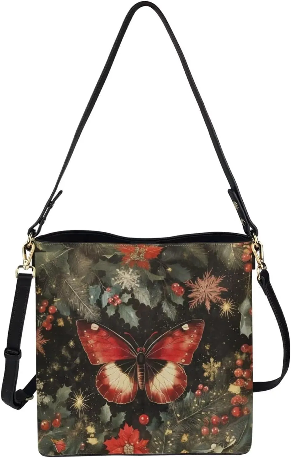 FOR U DESIGNS Shoulder Bag for Women Travel Crossbody Bag with Adjustable Strap PU Leather Bucket Bag Purses