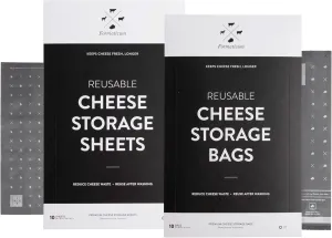 Formaticum Reusable Storage Bundle - Includes Reusable Cheese Storage Bags and Reusable Cheese Storage Sheets, Gift for Charcuterie Board Presentation and Food Tasting Events