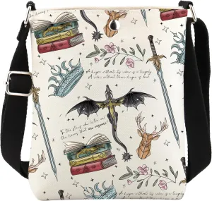Fourth Wing Novel Inspired Crossbody Bag Basgiath War College Gift Dragon Bookworm Gift