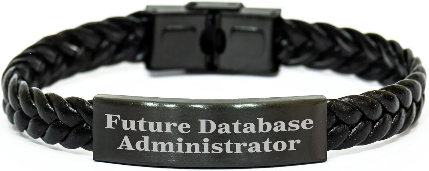 Funny Future Database Administrator Gifts - Customizable Interlaced Leather Bracelet for Christmas