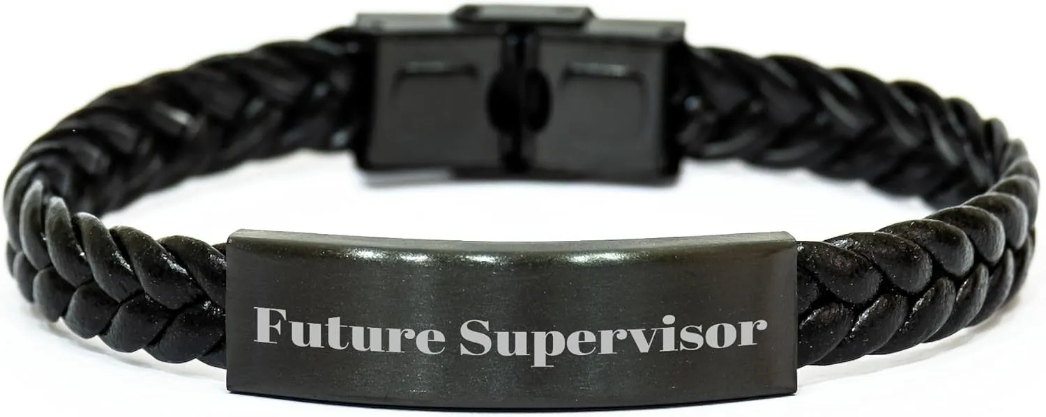 Future Supervisor Funny Quote Interlaced Leather Christmas Unique Gift for Men or Women from Friends or Coworkers