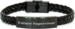 Future Supervisor Funny Quote Interlaced Leather Christmas Unique Gift for Men or Women from Friends or Coworkers