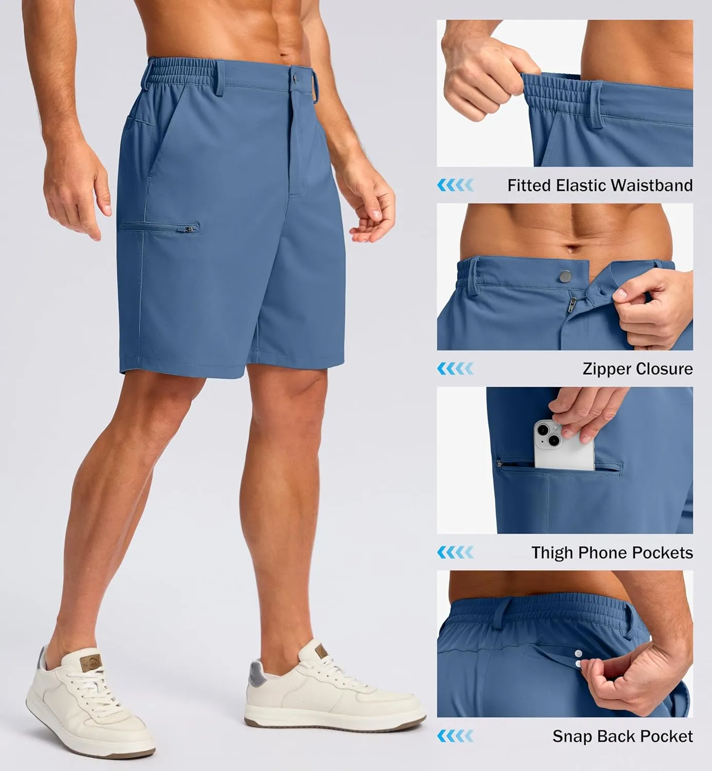 G Gradual Men's Casual Shorts 7"/ 9" Lightweight 4 Pockets Stretch Quick-Dry Summer Shorts for Golf Work Hiking Trips