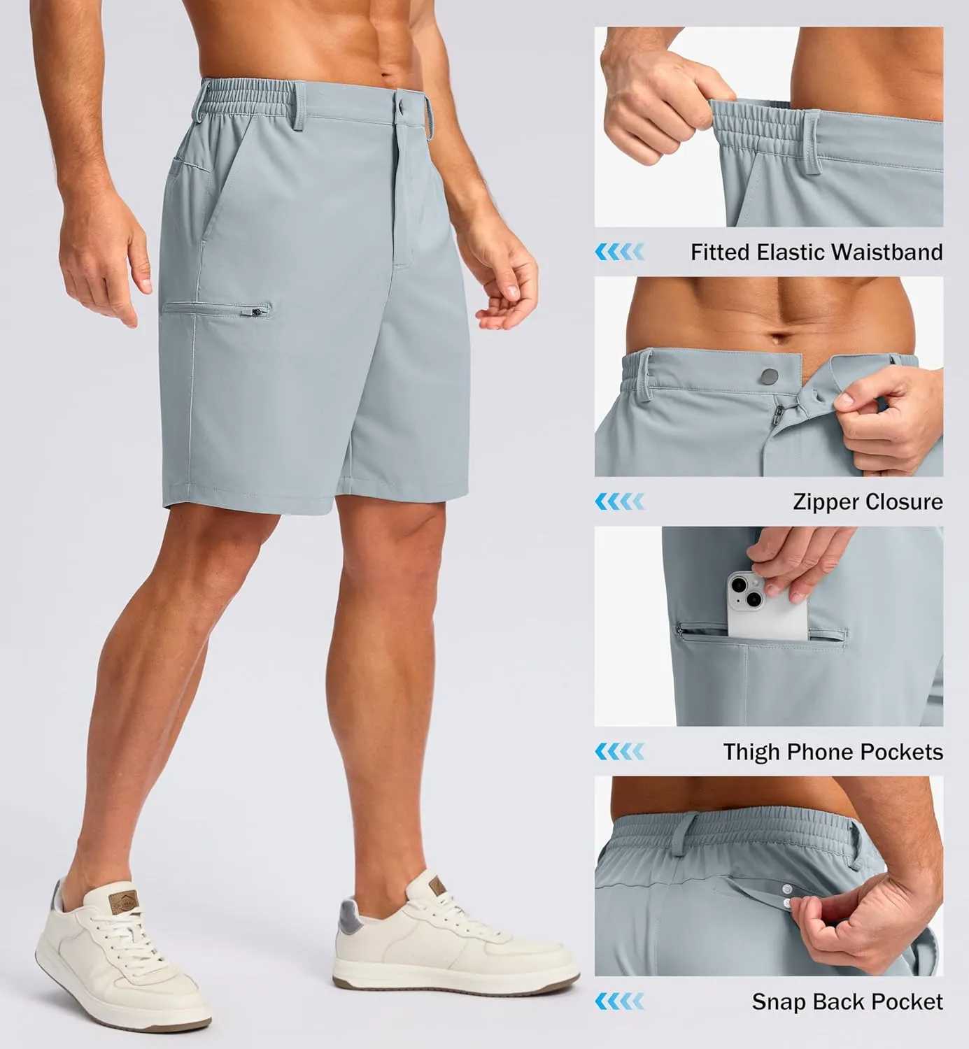 G Gradual Men's Casual Shorts 7"/ 9" Lightweight 4 Pockets Stretch Quick-Dry Summer Shorts for Golf Work Hiking Trips