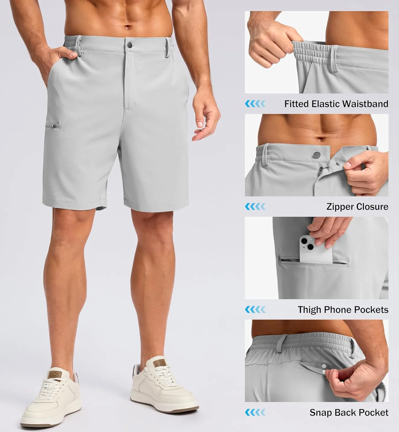G Gradual Men's Casual Shorts 7"/ 9" Lightweight 4 Pockets Stretch Quick-Dry Summer Shorts for Golf Work Hiking Trips