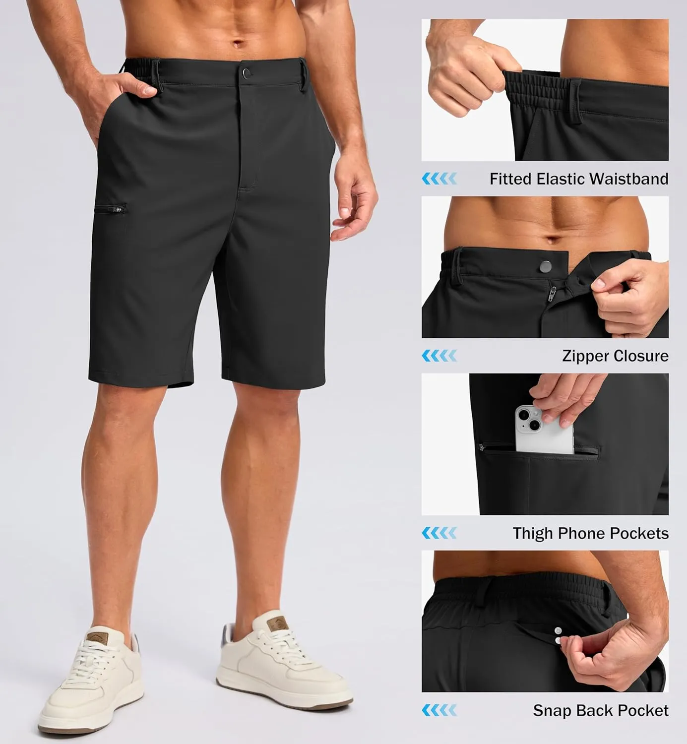 G Gradual Men's Casual Shorts 7"/ 9" Lightweight 4 Pockets Stretch Quick-Dry Summer Shorts for Golf Work Hiking Trips