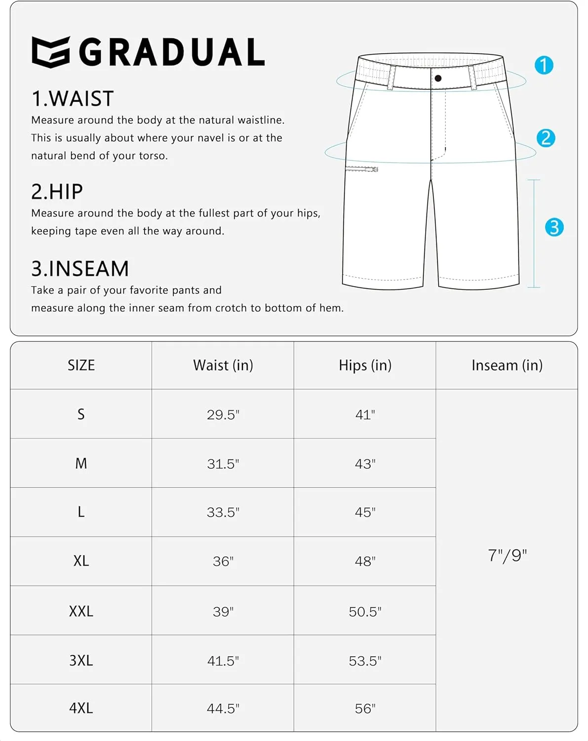 G Gradual Men's Casual Shorts 7"/ 9" Lightweight 4 Pockets Stretch Quick-Dry Summer Shorts for Golf Work Hiking Trips