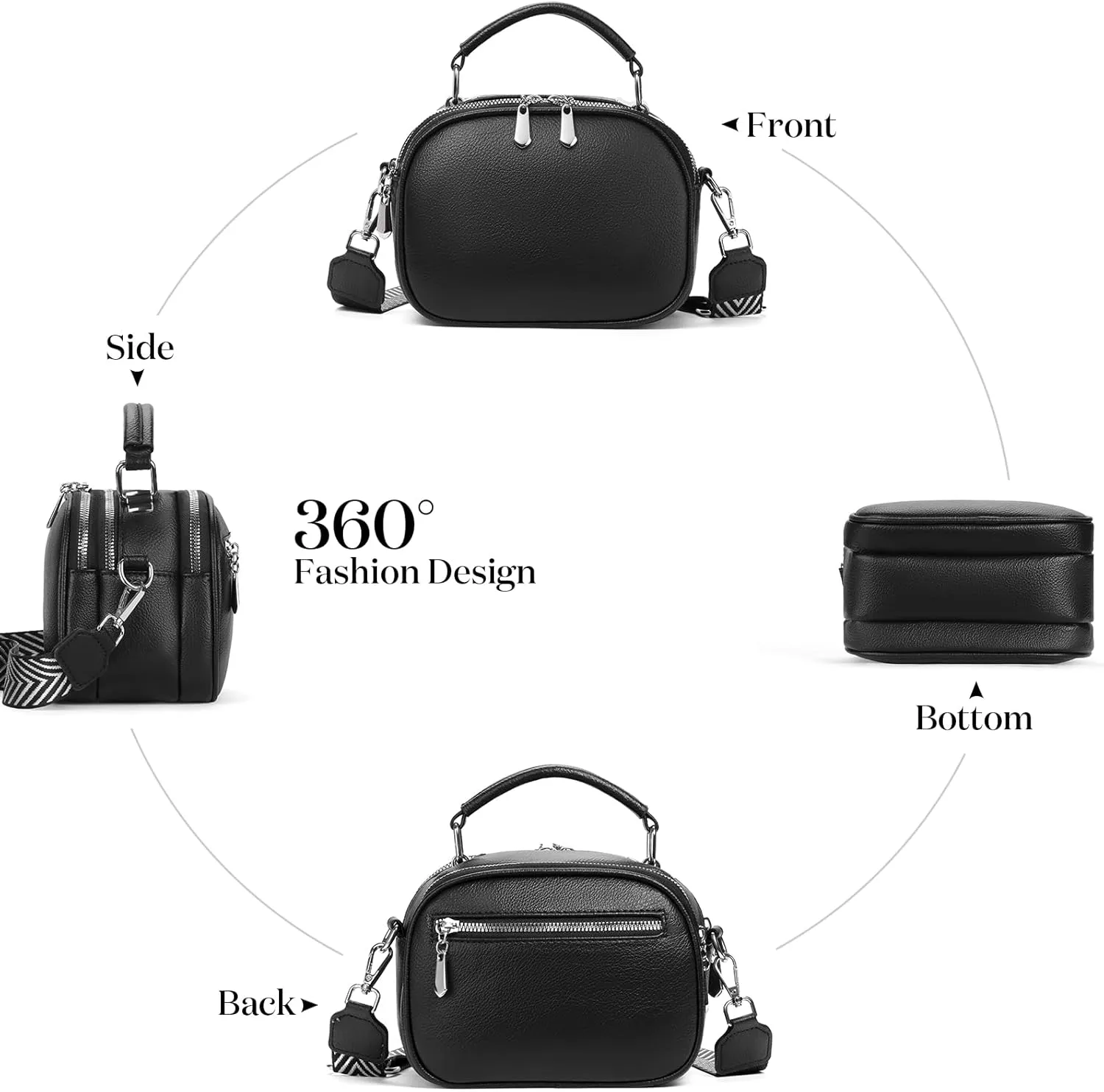 GAEKEAO Crossbody Bags for Women Small Genuine Leather Shoulder Purse Cross Body Bag with Wristlet Top Zipper