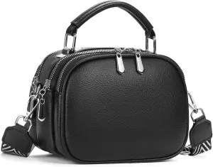 GAEKEAO Crossbody Bags for Women Small Genuine Leather Shoulder Purse Cross Body Bag with Wristlet Top Zipper