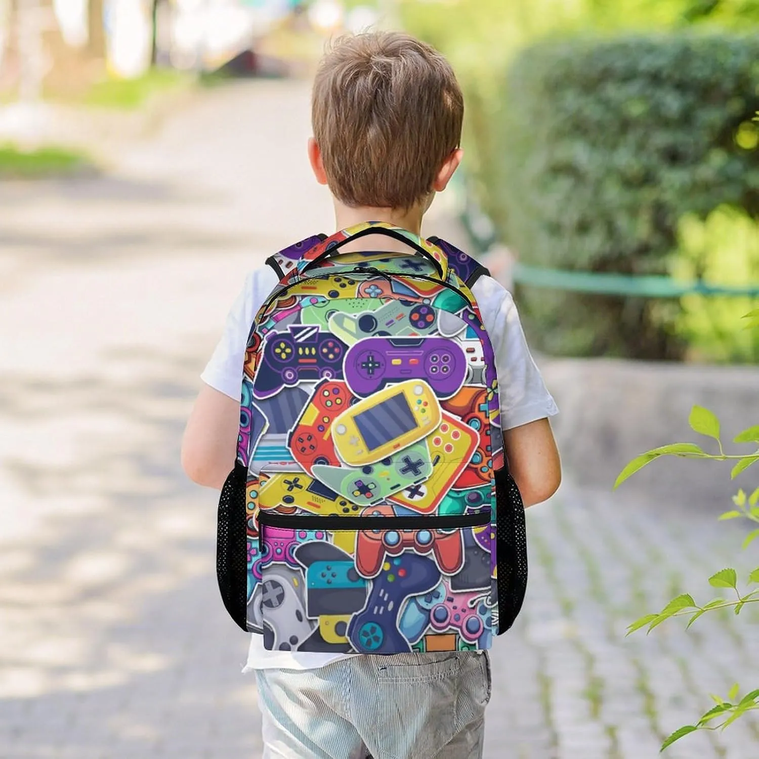 Gamer Backpack for Boys, 16 Inch Gaming Backpacks for School, Cool, Adjustable Straps, Durable, Lightweight, Large Capacity Bookbag for Kids